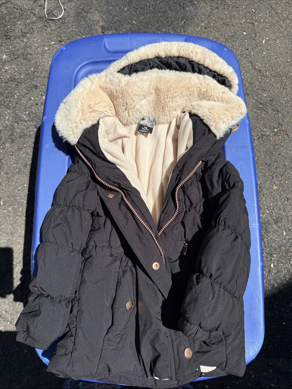 ZeroXposur Black Puffer Coat with Faux-Fur Trim Hood